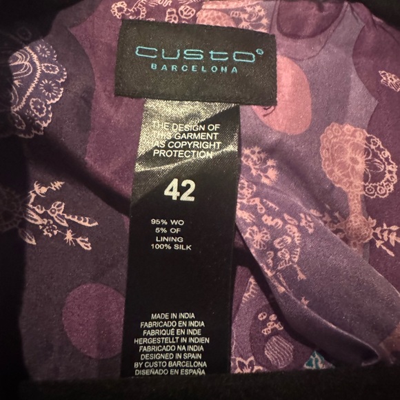 Custo Barcelona Grey Tweed Embellished Jacket W/ Silk Paisley Lining - Picture 3 of 6